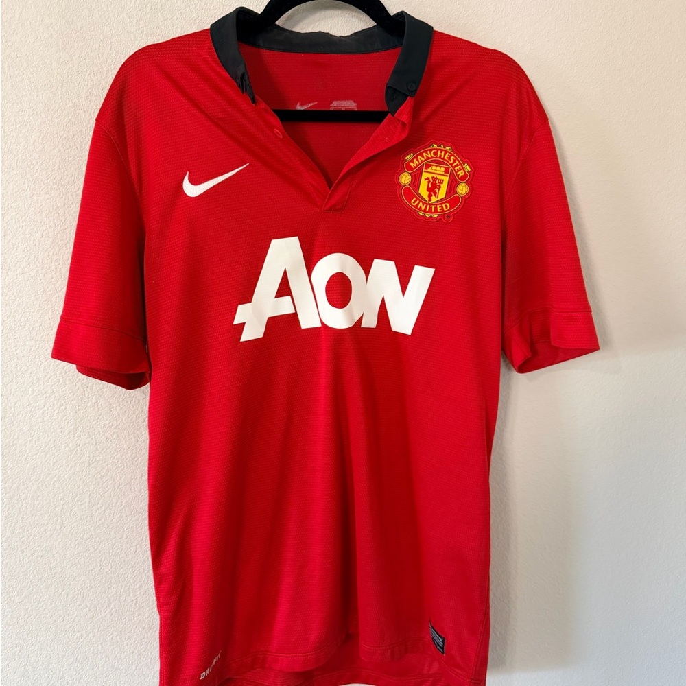 Manchester United - Nike Red Soccer Jersey with White and Black Accents